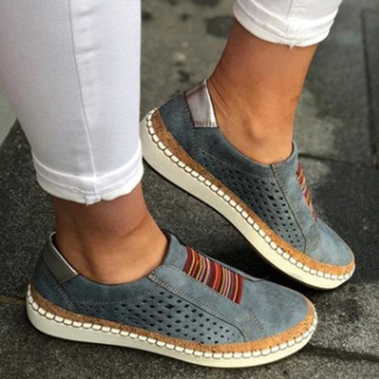 Women's Summer Flat Ribbon Slip-on Color Matching Casual Shoes