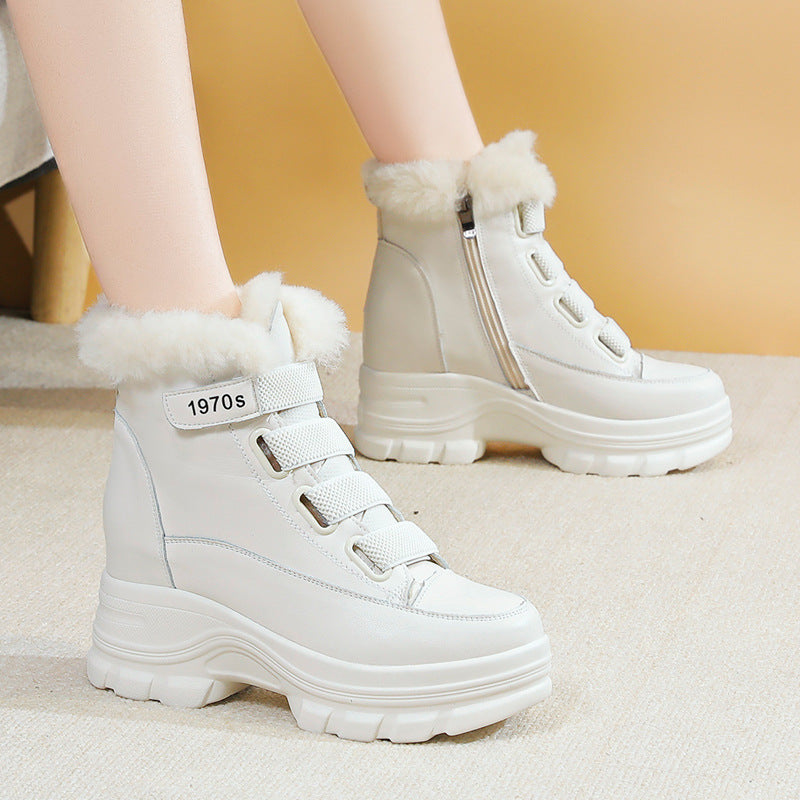Women's Platform Thick Bottom Thin Short Tube Casual Shoes