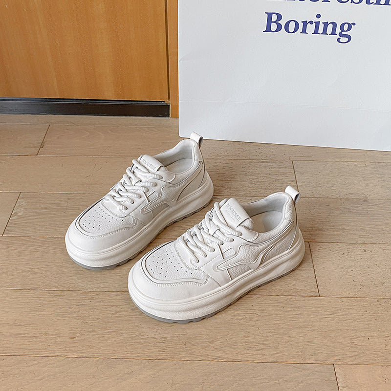 Women's Platform White Spring Round Head Leisure Casual Shoes