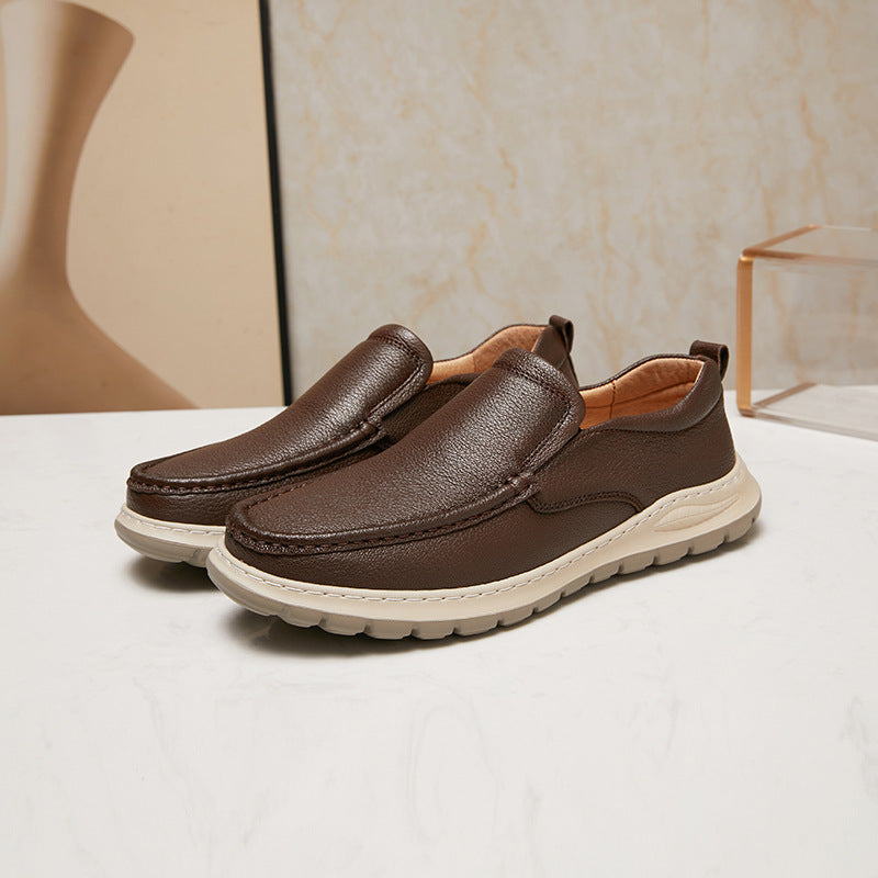 Men's Soft Sheepskin Pumps Spring Slip-on Comfortable Casual Shoes