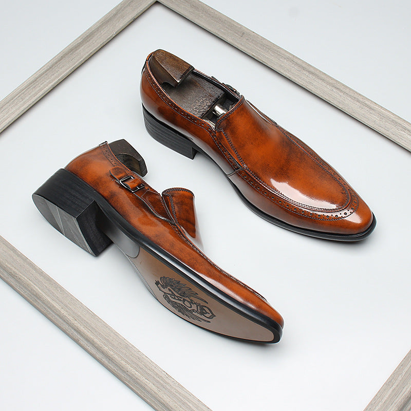 Men's Italian Handmade Business Top Layer Cowhide Pointed Toe Leather Shoes