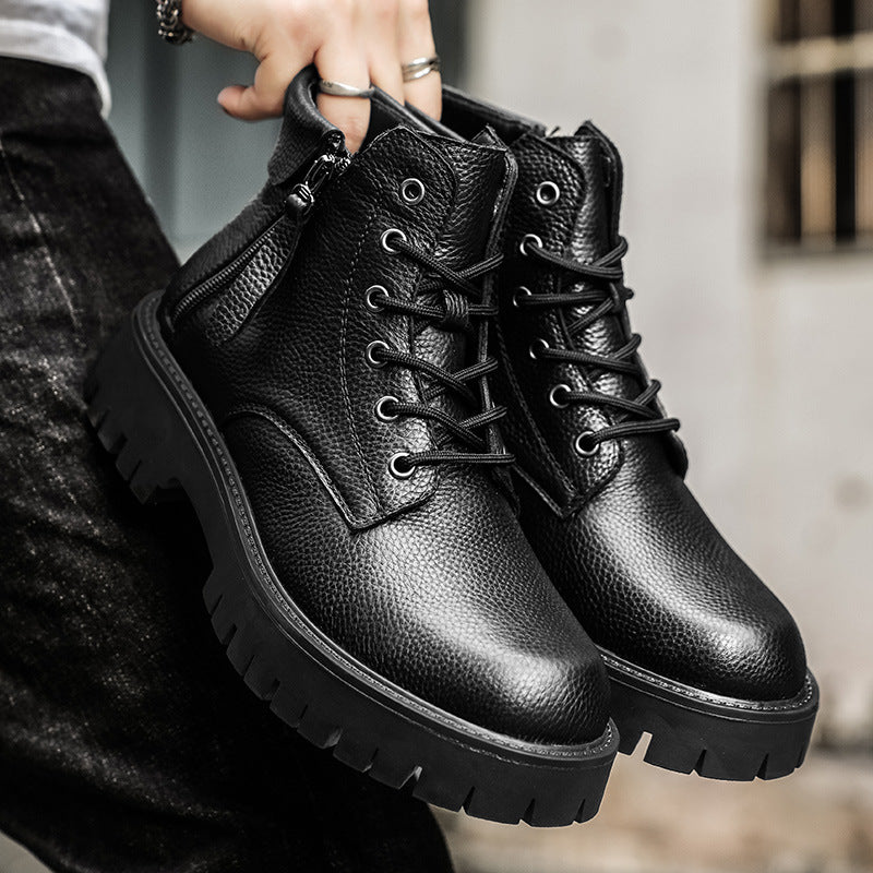 Men's Made Side Zipper High-cut Platform Height Boots