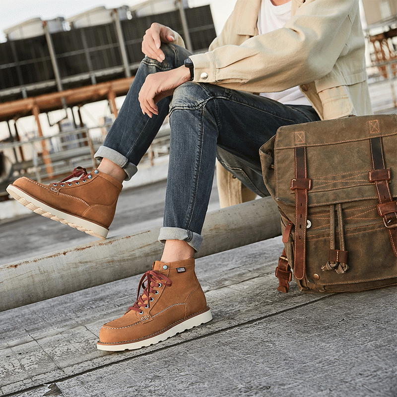 Men's Worker Cowhide Martin Retro Soft American Boots