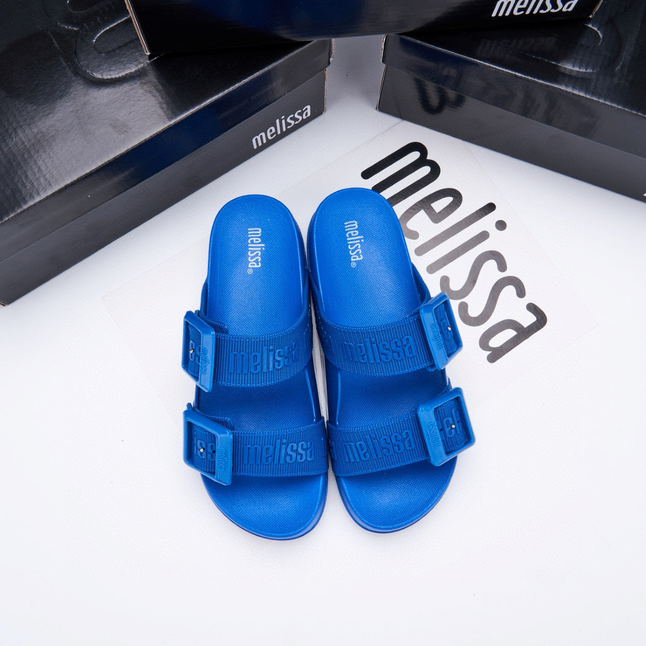 Melisa Double Buckle Word Thick Soft Slippers