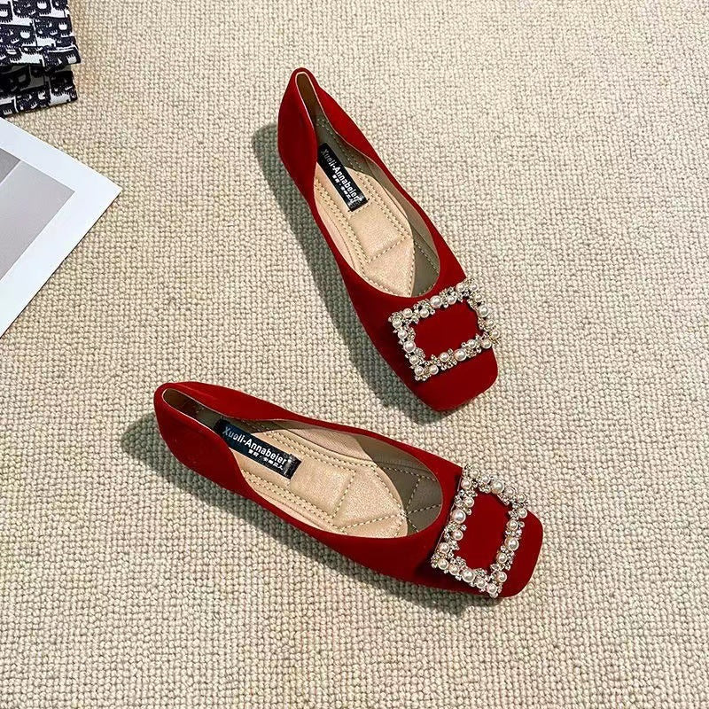 Women's Toe Flat Bottom Low Wedding Dress Toasting Soft Not Casual Shoes