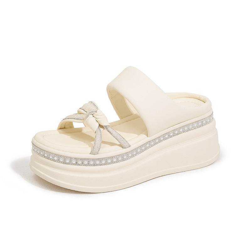 Women's Summer Outdoor Pearl Fashion Height Increasing Lightweight Sandals