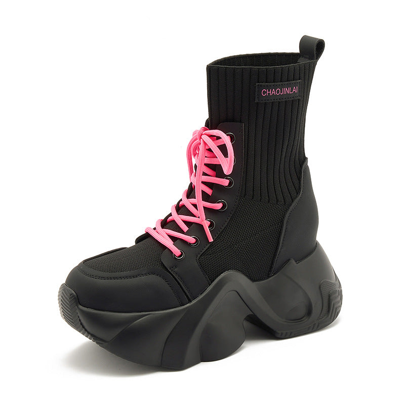 Women's For Flying Woven Elastic Socks Thick Sneakers