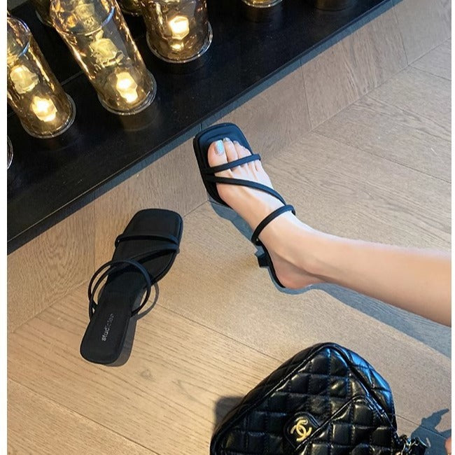 Women's Thin Strap Fairy Square Toe High Heels