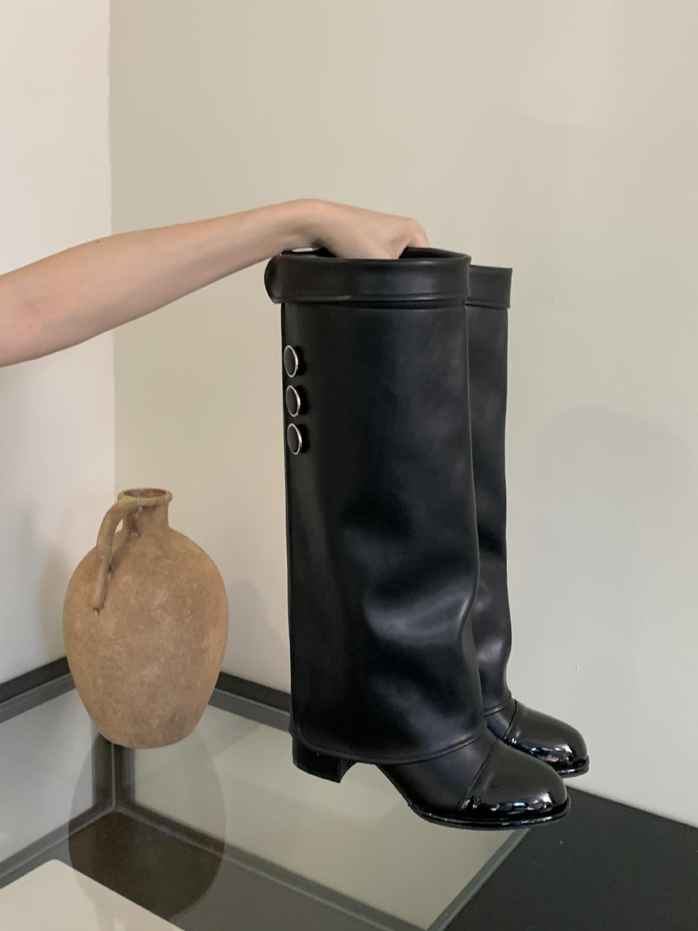Women's Style Round Toe Knight Elegant Chunky Boots