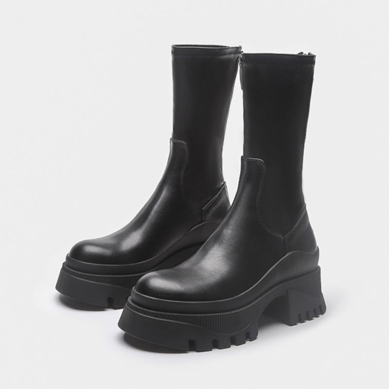Women's Winter Platform Martin Height Increasing Skinny Chunky Boots
