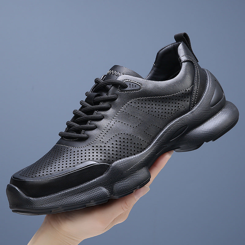 Men's Cowhide Walking Breathable Hollow Sports Lightweight Men's Shoes
