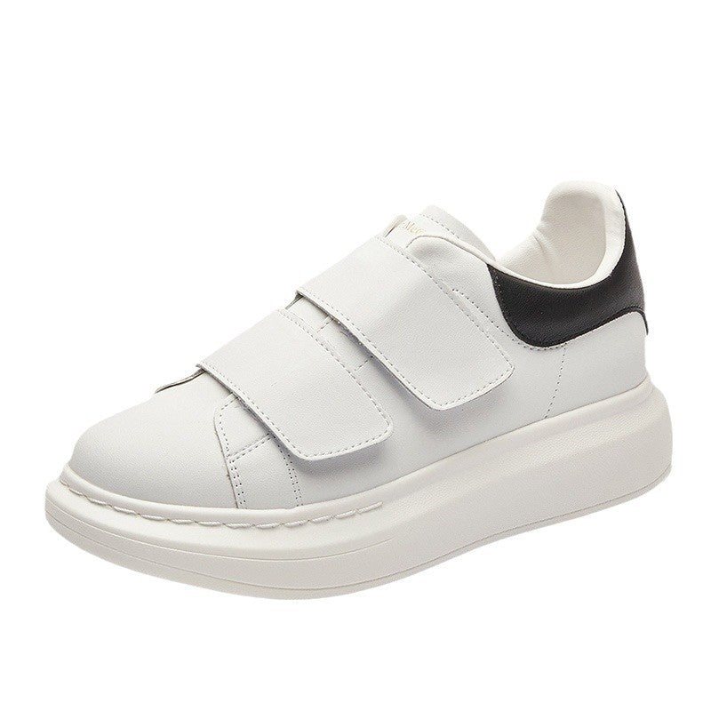 Thick Bottom Velcro White Autumn Microphone Casual Shoes