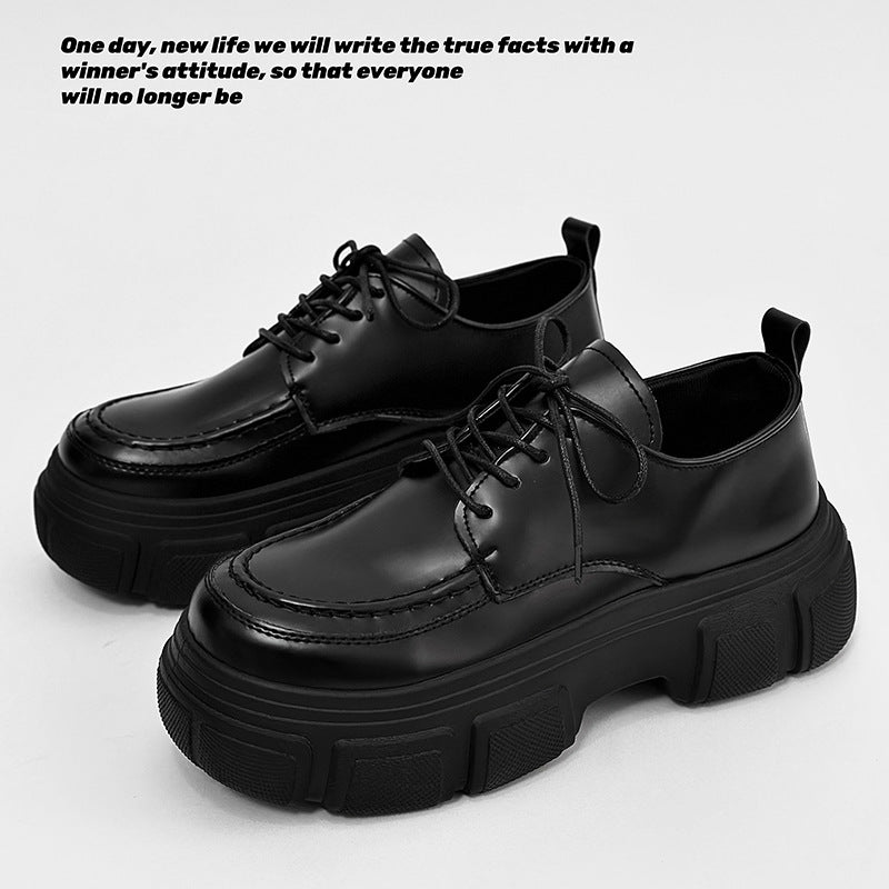 Men's Derby Platform Autumn Big Head Youth Leather Shoes