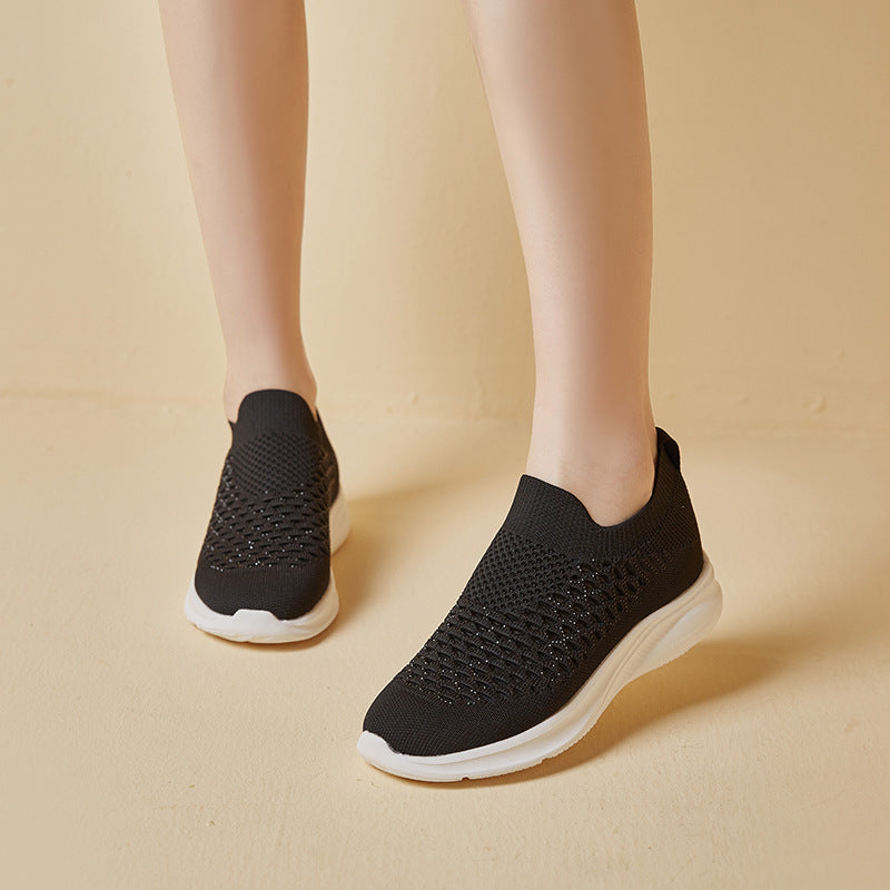 Women's Summer Flying Woven Breathable Mesh Slip-on Sneakers