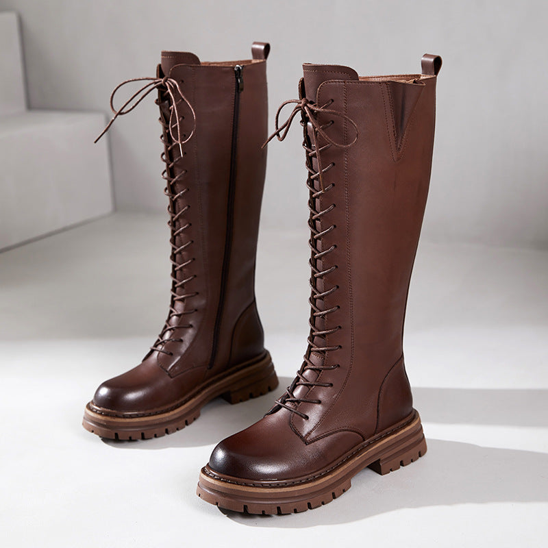 Women's First Layer Cowhide Genuine Thick Bottom Boots