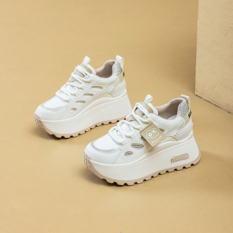 Women's Platform White Height Increasing Pumps Casual Shoes