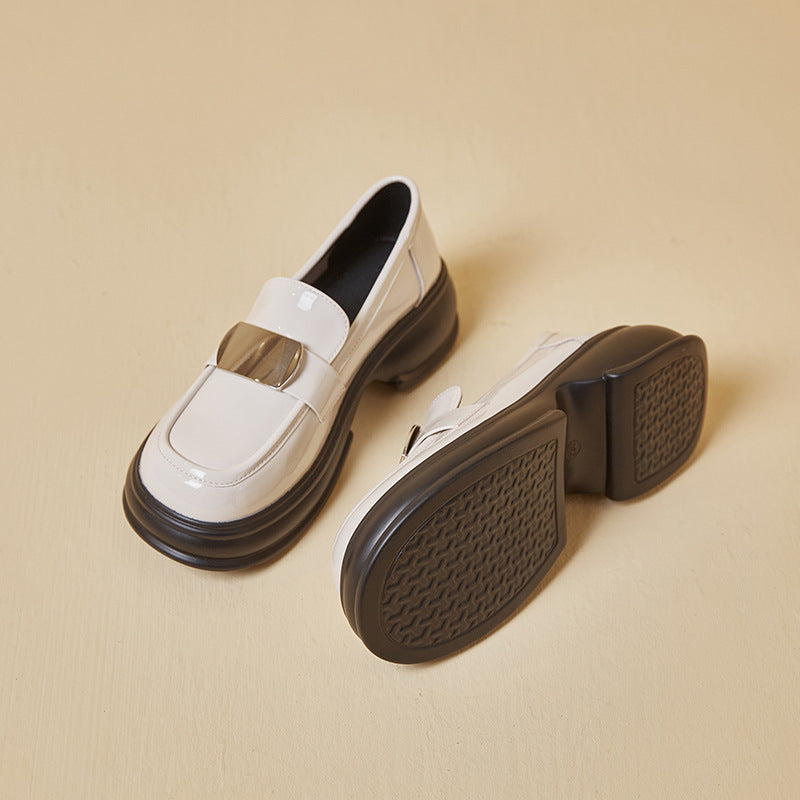 Women's Thick Bottom Spring Patent Slip-on Height Loafers
