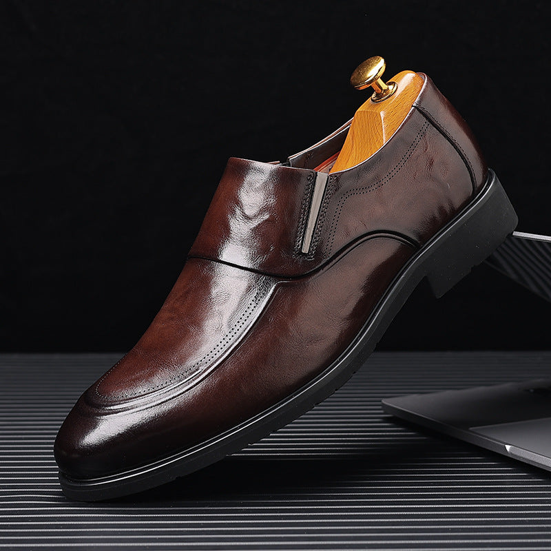 Men's Spring Business Formal British Trend Genuine Breathable Slip Leather Shoes
