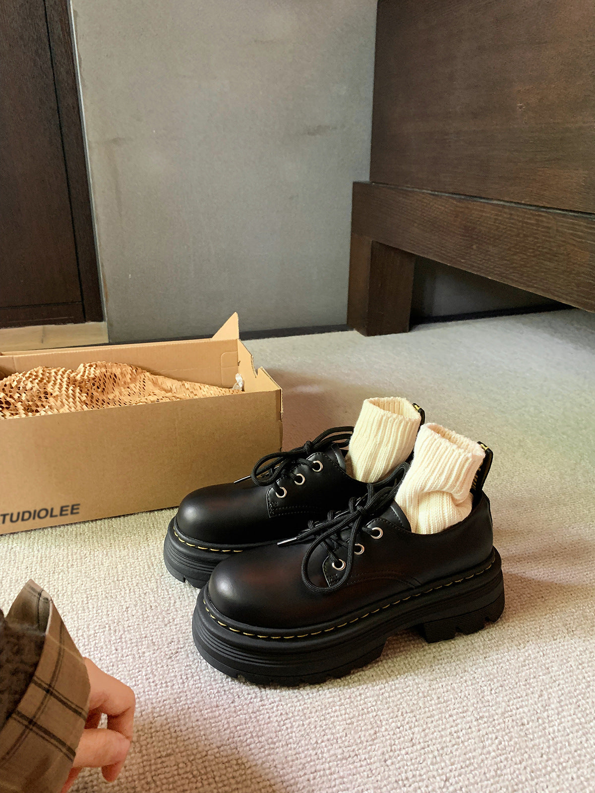 Style Lace Up Increased Chunky Platform Derby Loafers