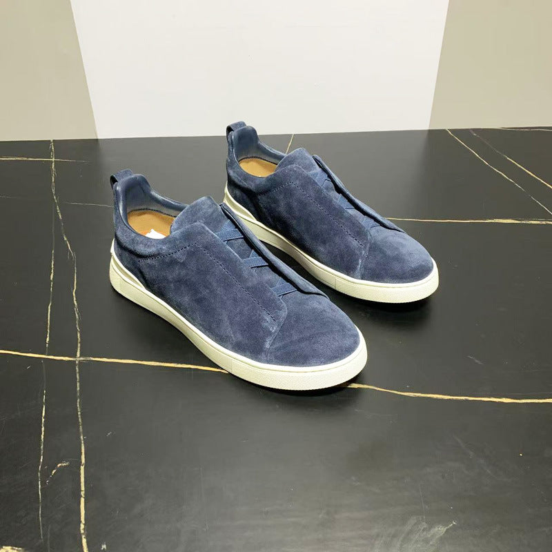 Men's Round Head Black Slip-on Breathable Lightweight Sneakers