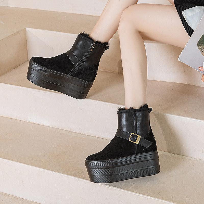 Women's Platform Daily Winter Versatile Fashion Rabbit Fur Boots