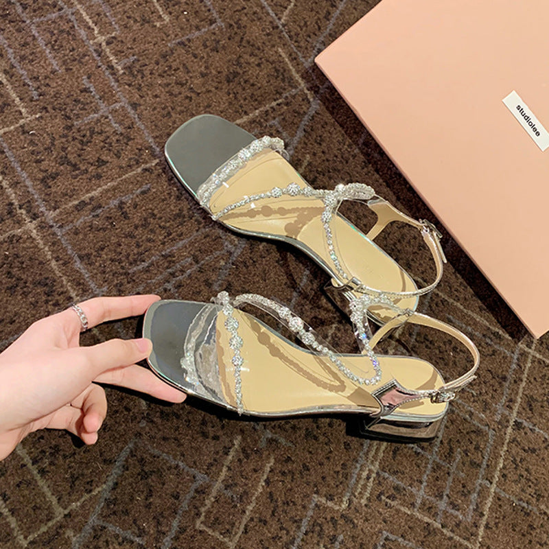 Women's Grape Mom Authentic Square Toe Transparent Heels