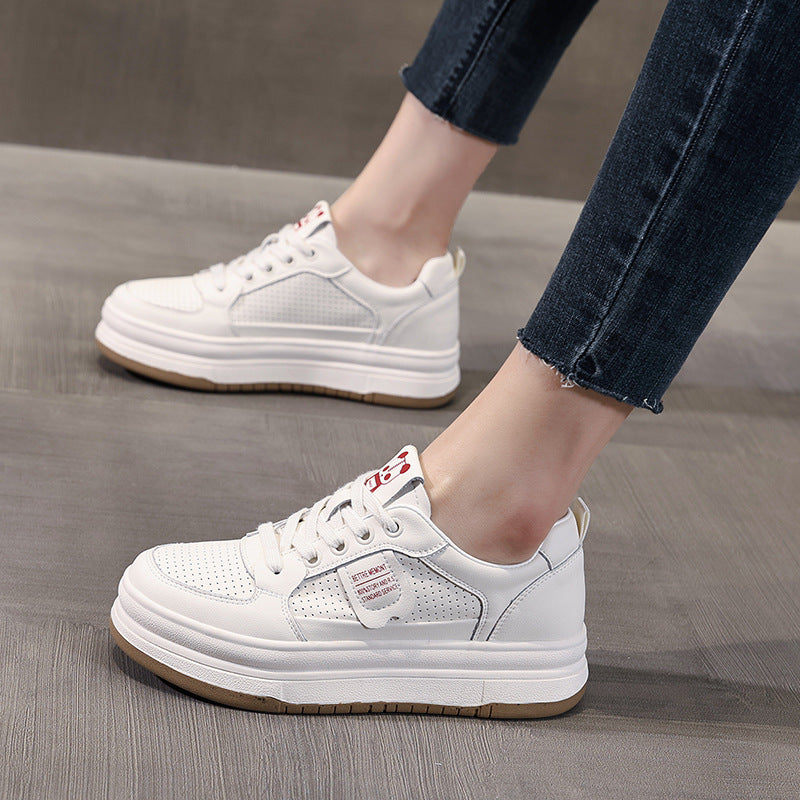 Women's Thick-soled White Sports Spring Flat Bottom Casual Shoes