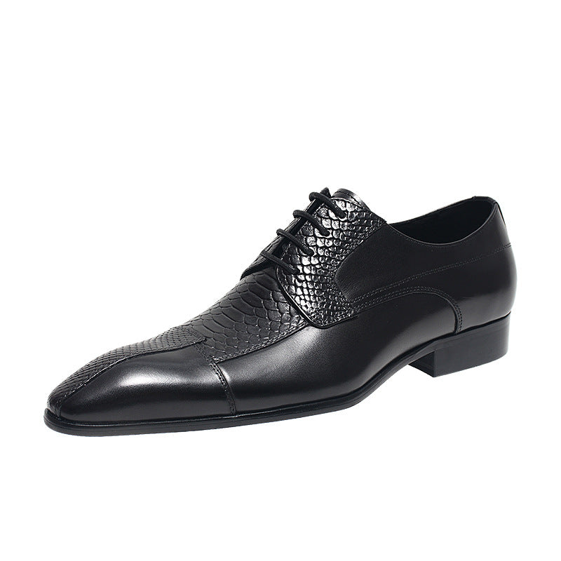 Men's England Style Business Formal Fashion Pointed Embossed Leather Shoes