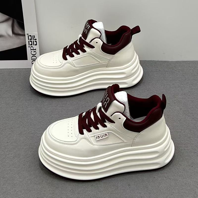 Women's Thick-soled Autumn Increased White Round Toe Casual Shoes