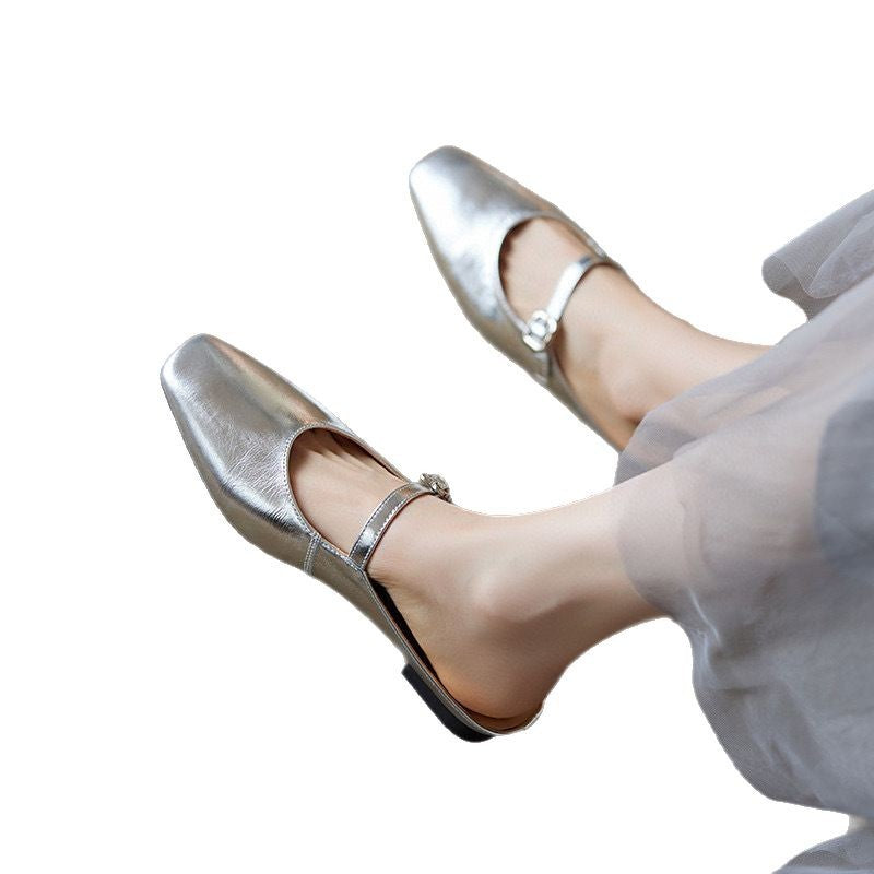 Women's Summer Gold Sier Closed Toe Flat Sandals