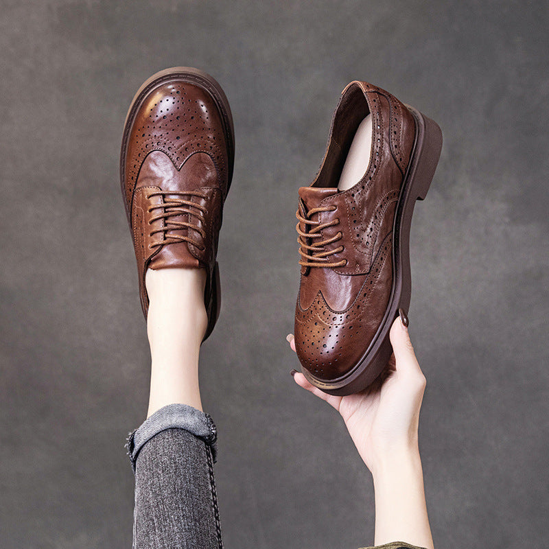 Women's Layer Cowhide Spring Genuine Soft Bottom Surface Loafers