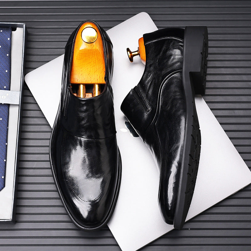 Men's Spring Business Formal British Trend Genuine Breathable Slip Leather Shoes