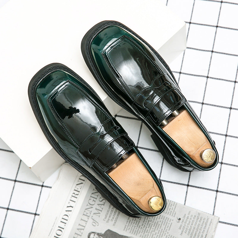 Men's Plus Size Square Toe Patent Glossy Leather Shoes