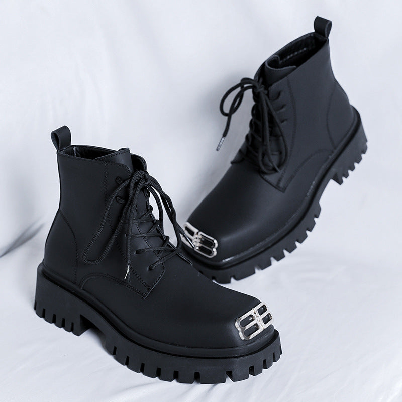 Men's Derby Martin British Style Big Head Height Increasing Boots