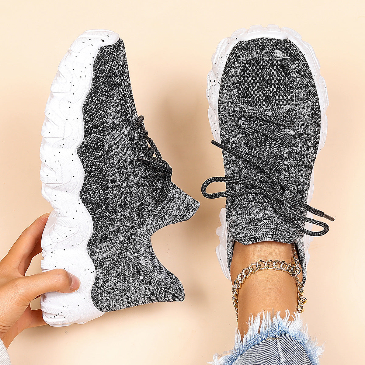 Women's Plus Size Sports Breathable Socks Slip-on Casual Shoes