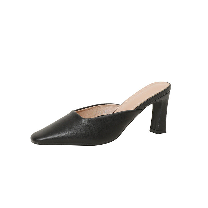 Women's High Authentic Square Toe Half French Heels