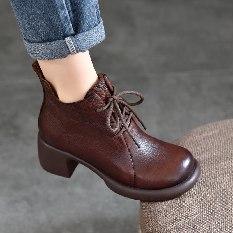 Women's Size Round Head Chunky Short First Boots