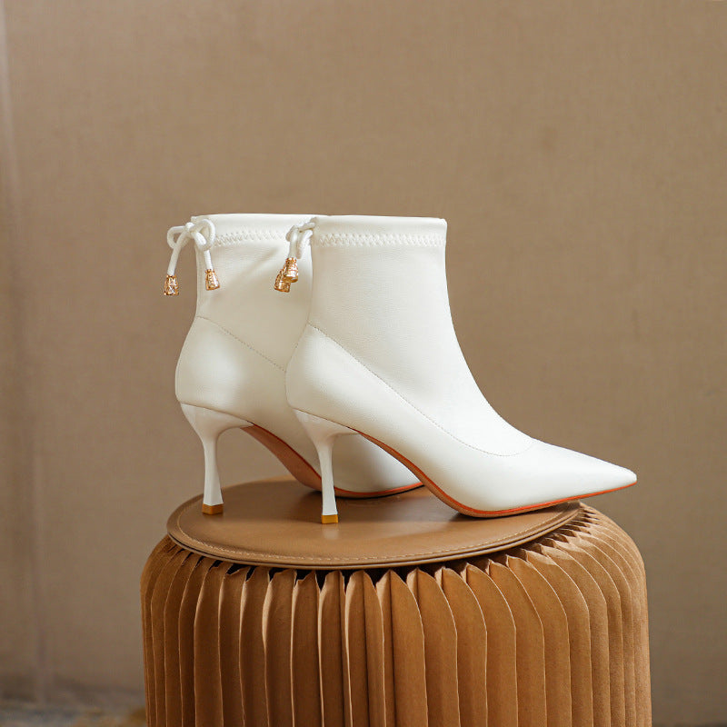 Booties Pointed Stiletto Versatile Skinny High Boots