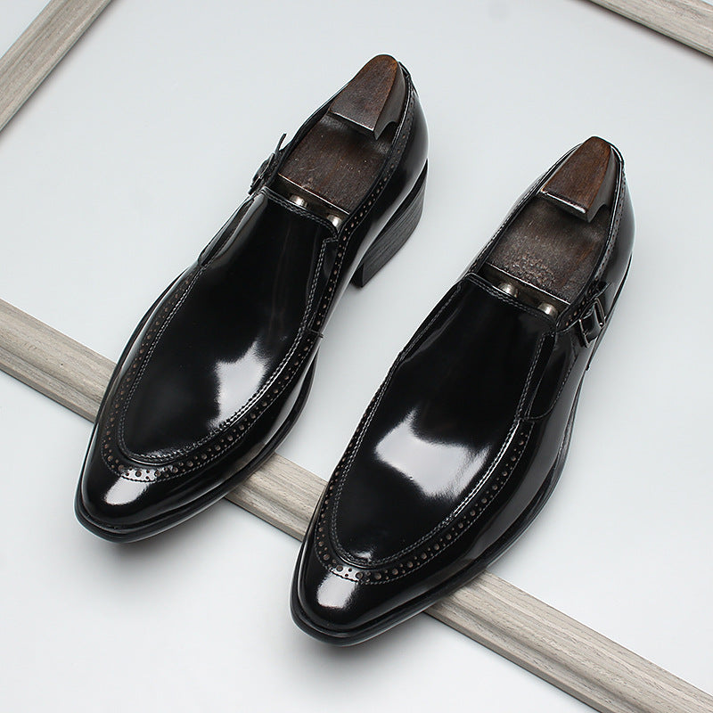 Men's Italian Handmade Business Top Layer Cowhide Pointed Toe Leather Shoes