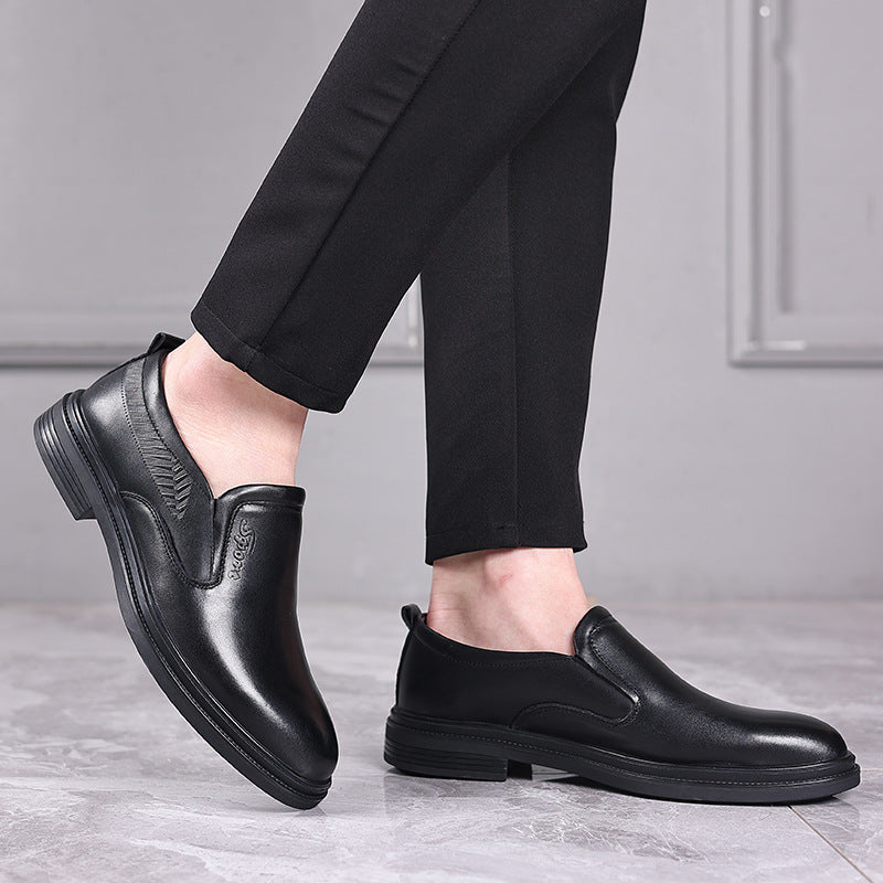 Men's Top Layer Cowhide Thick Bottom Soft Leather Shoes