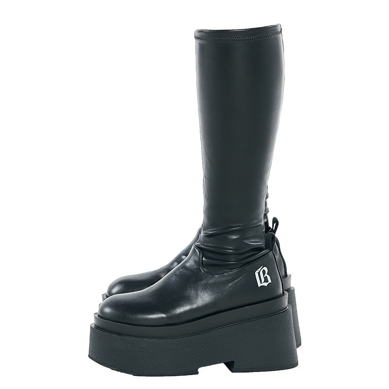 Thin Thick Bottom Mid Knee-high Small Figure Heels