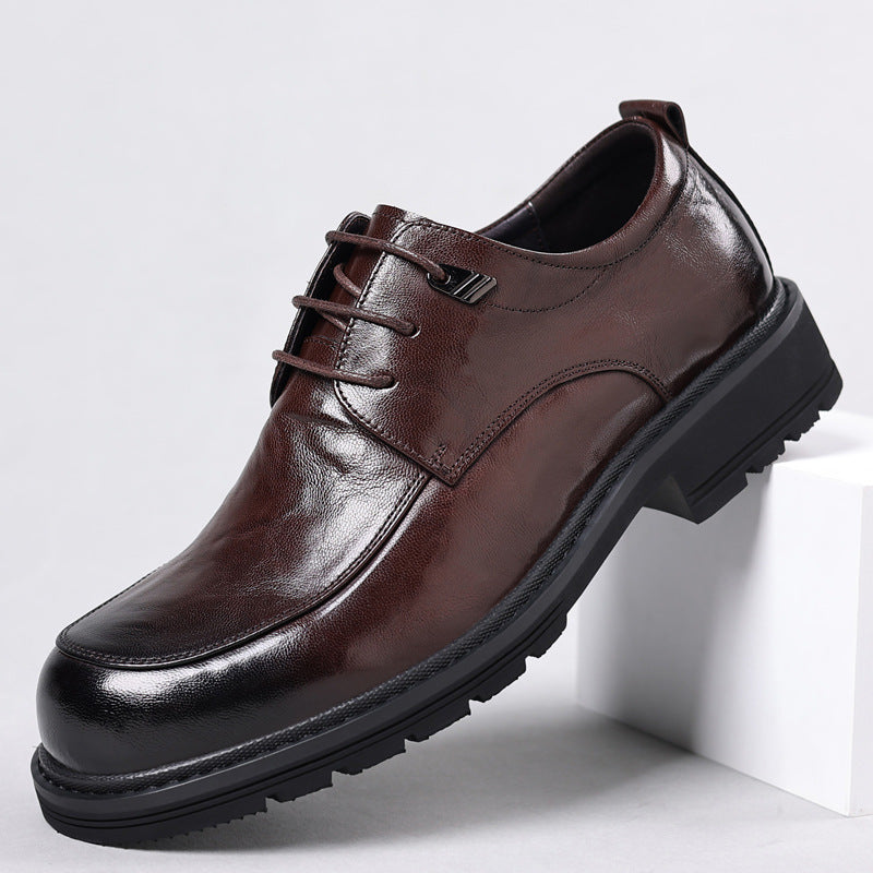 Men's England Style Fashion Thick-soled Commuter Trendy Leather Shoes