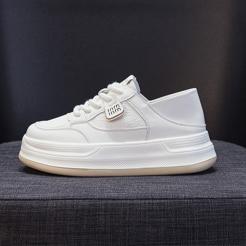 Women's White Spring Thick Bottom Height Increasing Insole Popular Women's Casual Shoes