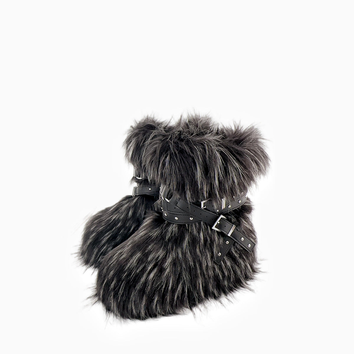 Large Size Flat Bottom Rivet Fried Street Fur Snow Boots