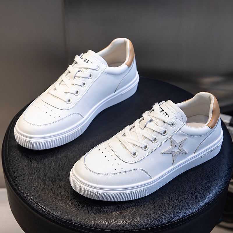 Women's Spring Flat White Celebrities Genuine Casual Shoes