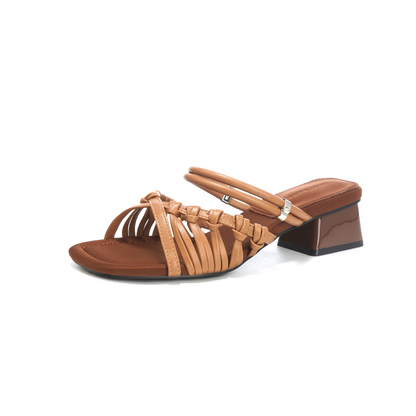 Temperament Woven Strap Open Toe Chunky Heels