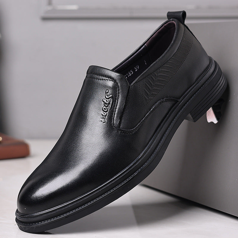 Men's Top Layer Cowhide Thick Bottom Soft Leather Shoes