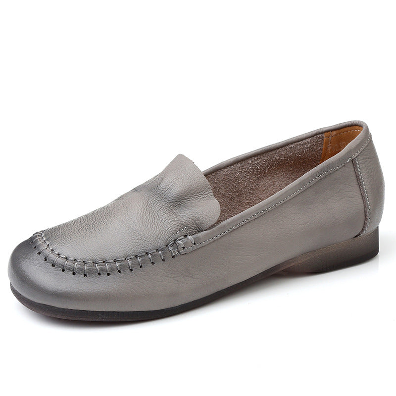 Women's Cowhide Slip-on Lazy Shallow Mouth Pregnant Casual Shoes