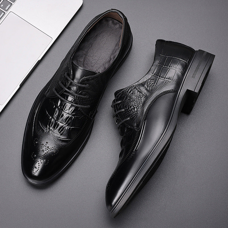 Men's First Layer Cowhide Daily Business Formal Genuine Leather Shoes