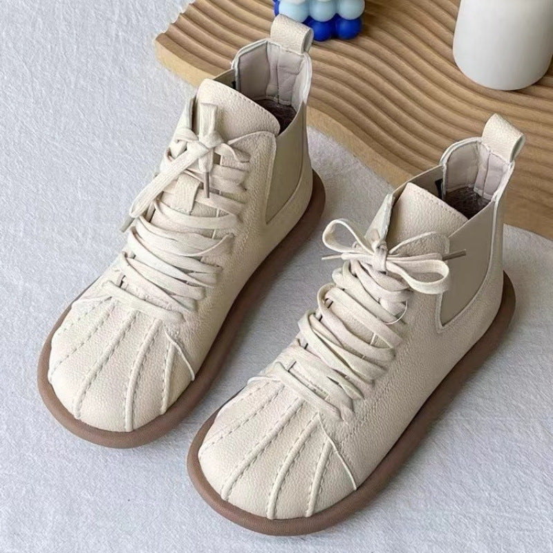 Women's Artistic Comfortable Martin Preppy Style Shell Toe Short Retro Casual Shoes